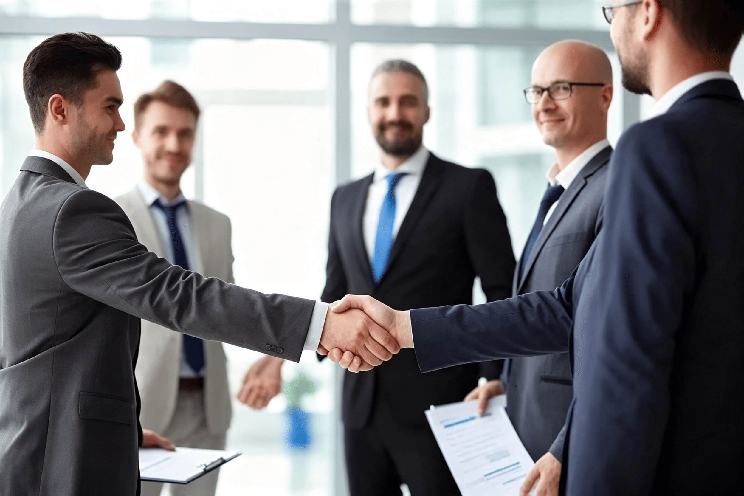 Business partnership handshake